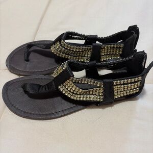 gold satin flats/sandals